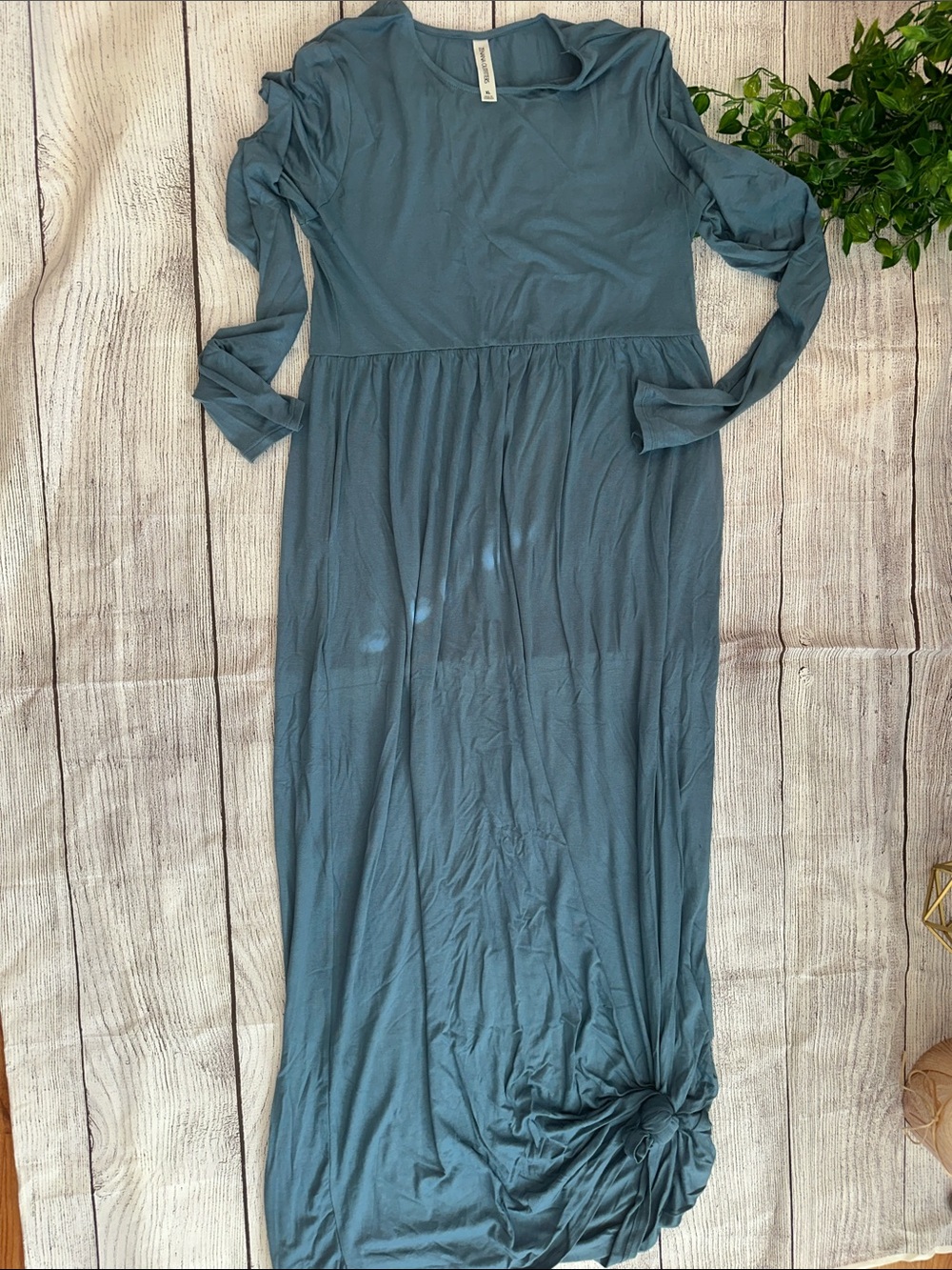 Zenana Outfitters Slate Blue Long Sleeve Maxi Dress